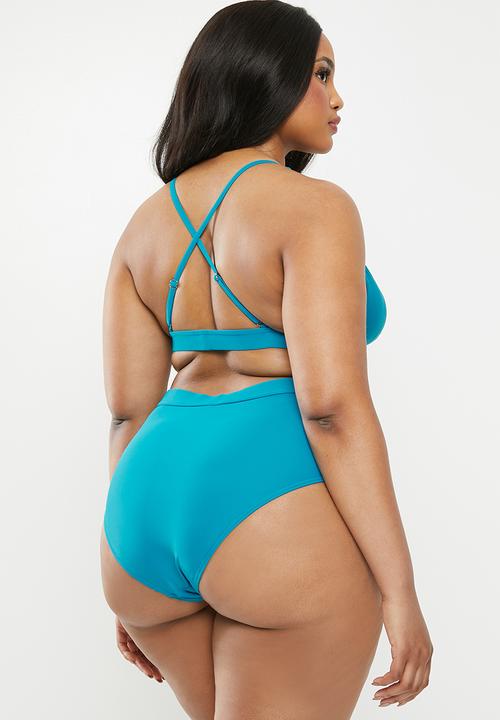 Superbalist - Plus High waist banded bikini bottom - blue