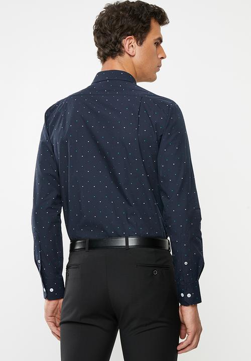 POLO - Miles clip dobby signature shirt - navy