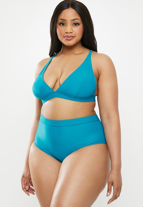 Superbalist - Plus High waist banded bikini bottom - blue