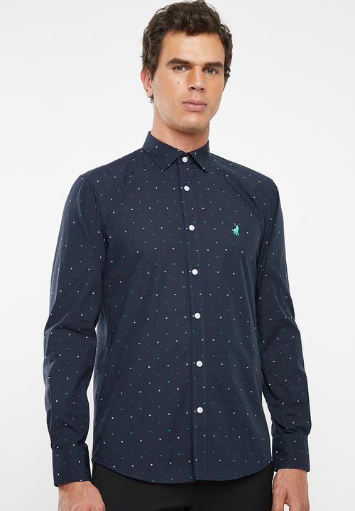 POLO - Miles clip dobby signature shirt - navy
