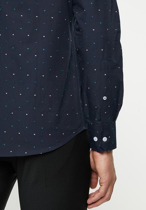 POLO - Miles clip dobby signature shirt - navy