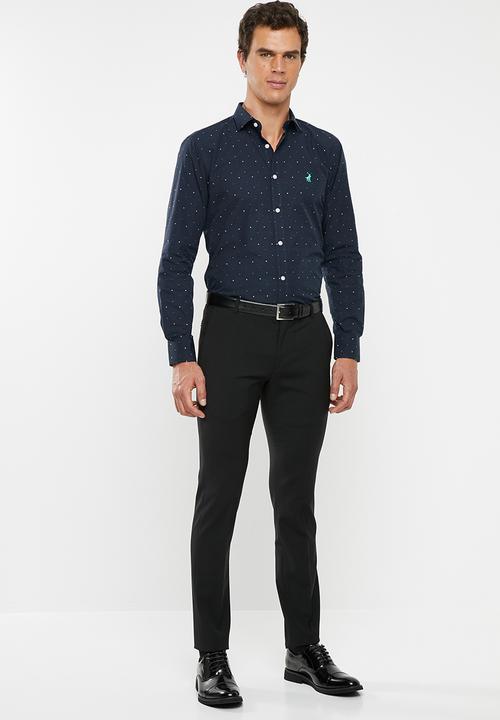 POLO - Miles clip dobby signature shirt - navy