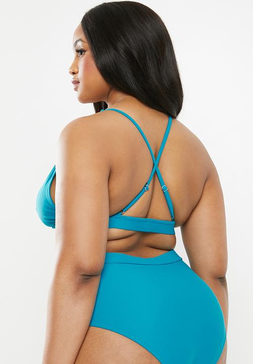 Superbalist - Plus Triangle style bikini top - blue