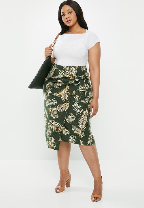 edit Plus - Linen wrap skirt - khaki