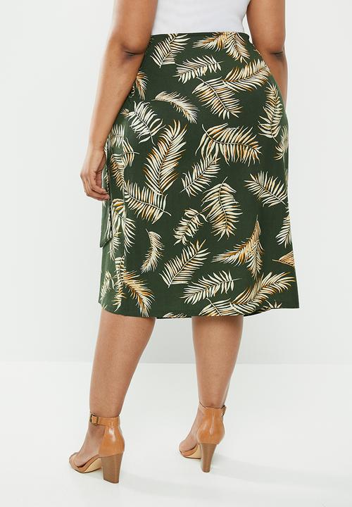 edit Plus - Linen wrap skirt - khaki