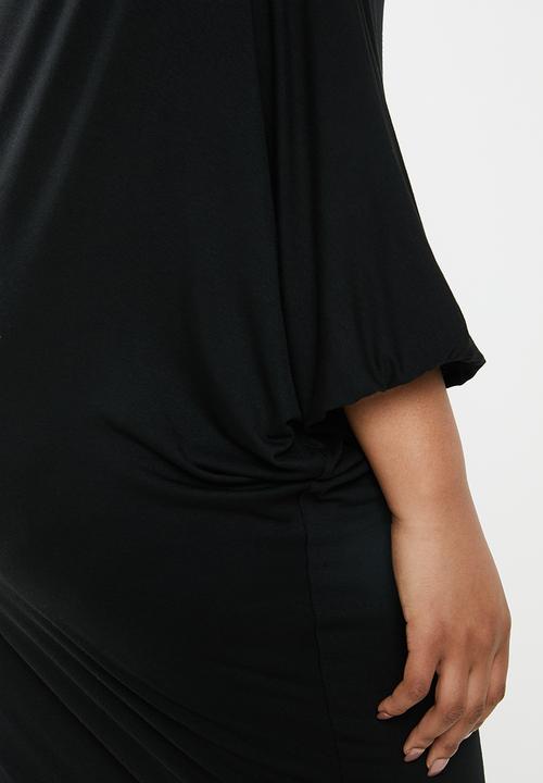 edit Plus - One shoulder asymmetrical dress - black