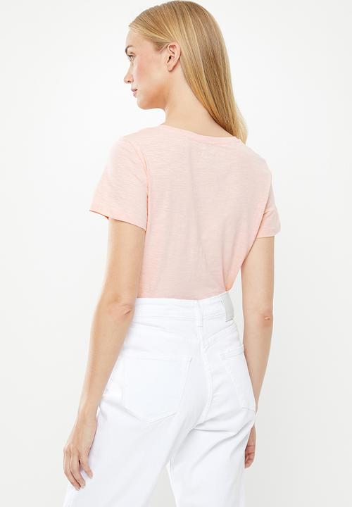 Cotton On - The deep v short sleeve top - pink