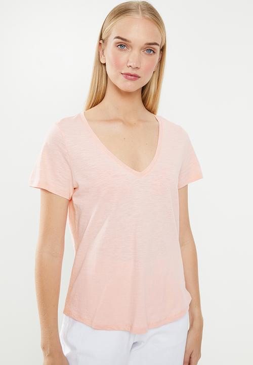 Cotton On - The deep v short sleeve top - pink