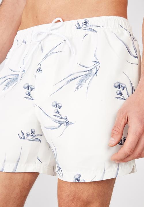 Cotton On - Floral swim short - white