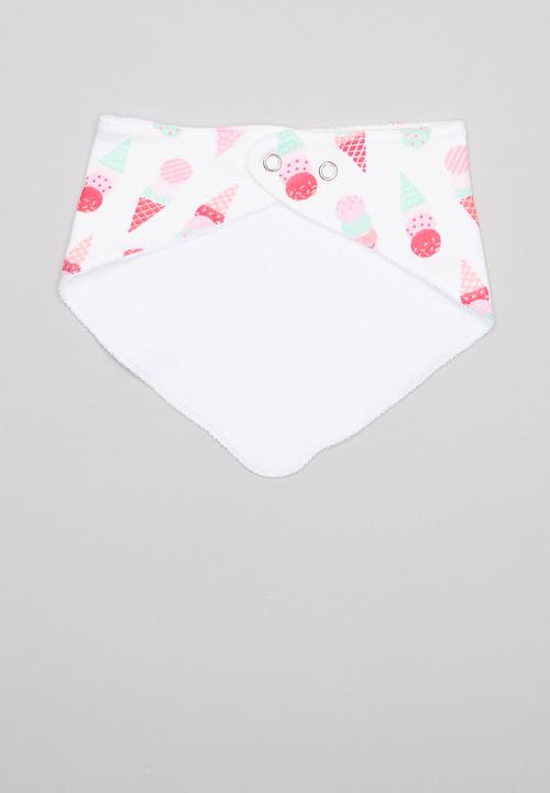 Pop Candy - Ice-cream print 2 pack bib - pink & white