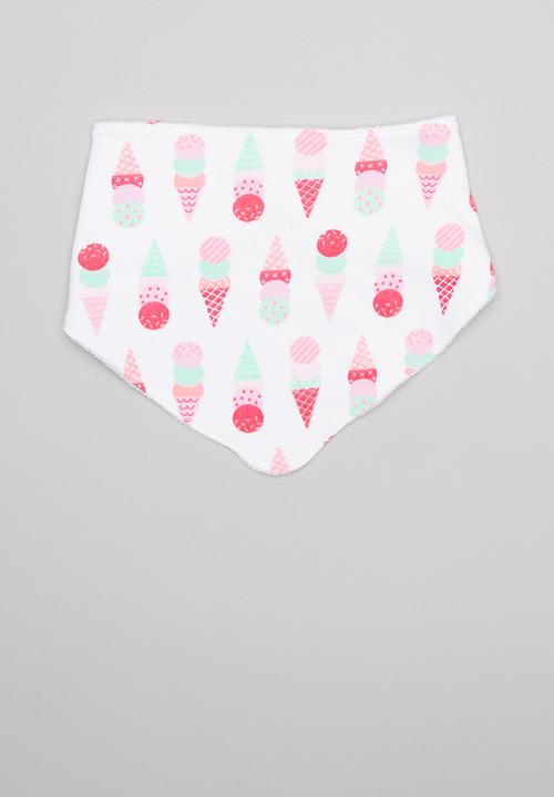 Pop Candy - Ice-cream print 2 pack bib - pink & white