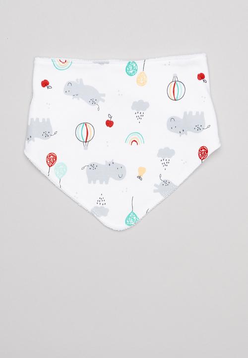 Pop Candy - Hippo & balloons 2 pack bib - white