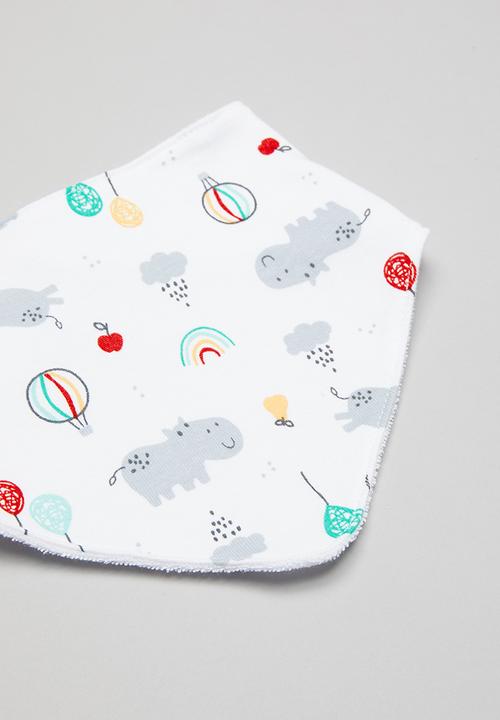 Pop Candy - Hippo & balloons 2 pack bib - white