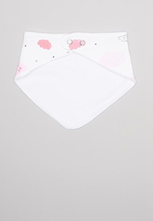 Pop Candy - Cloud print 2 pack bib - pink & white