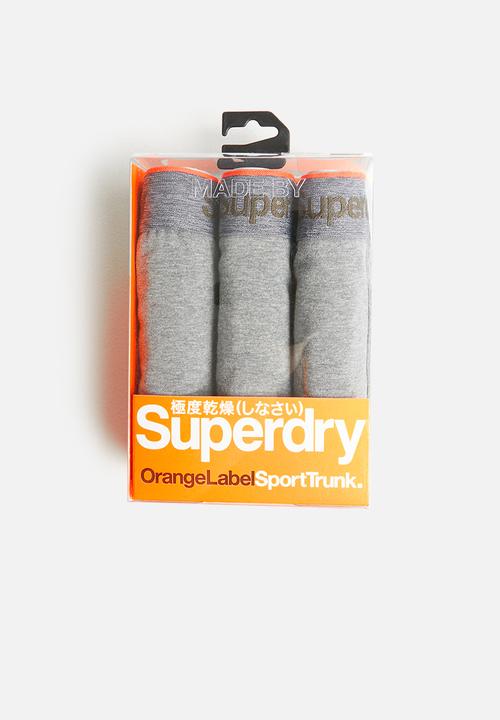Superdry. - Orange label sport 3 pack trunks - grey 
