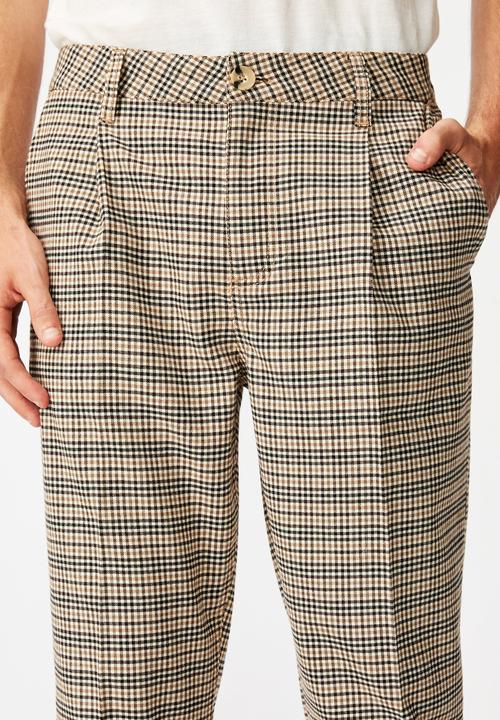 Cotton On - Mini check oxford trouser - brown