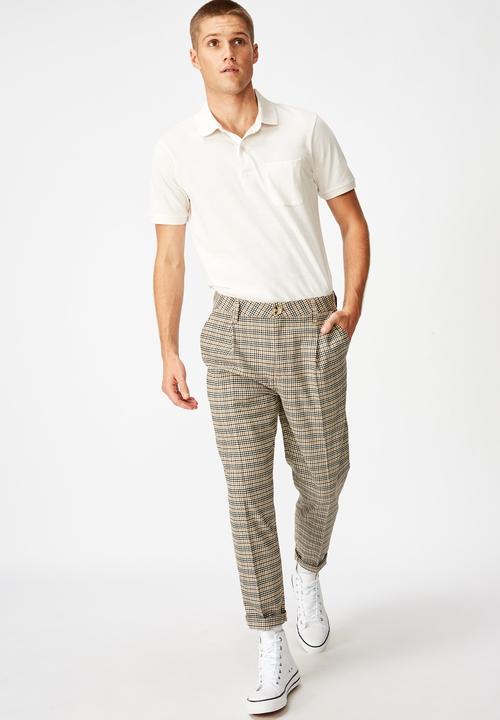 Cotton On - Mini check oxford trouser - brown