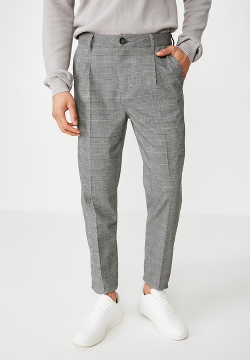 Cotton On - Prince of wales  oxford trouser - black