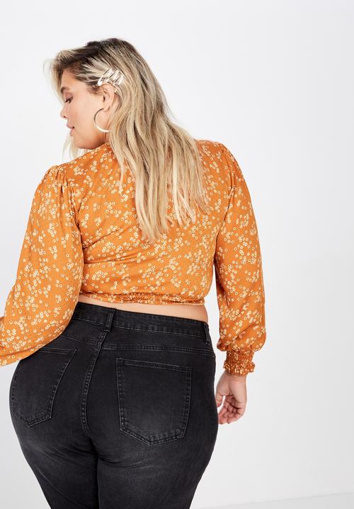 Cotton On - Curve wrap blouse - orange