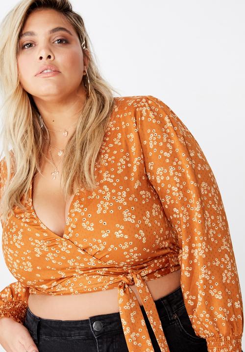 Cotton On - Curve wrap blouse - orange