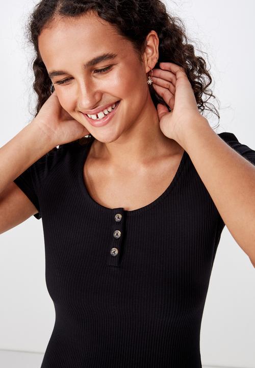 Cotton On - Gabby short sleeve mini dress - black