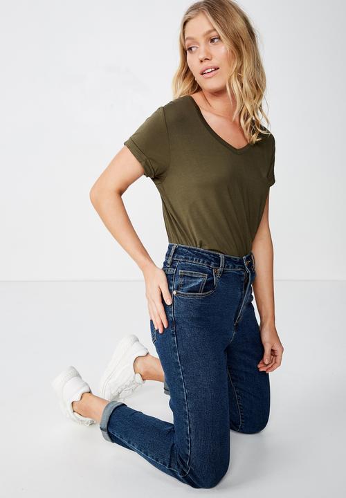 Cotton On - Karly short sleeve V-neck tee - khaki