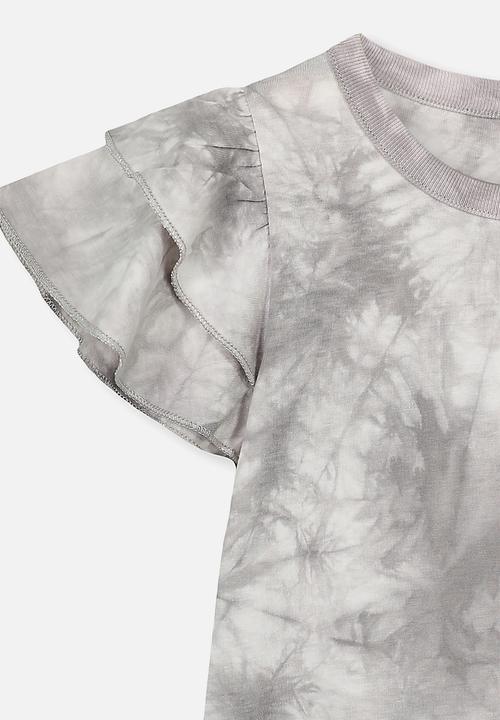 Cotton On - Tie dye flutter top - grey 