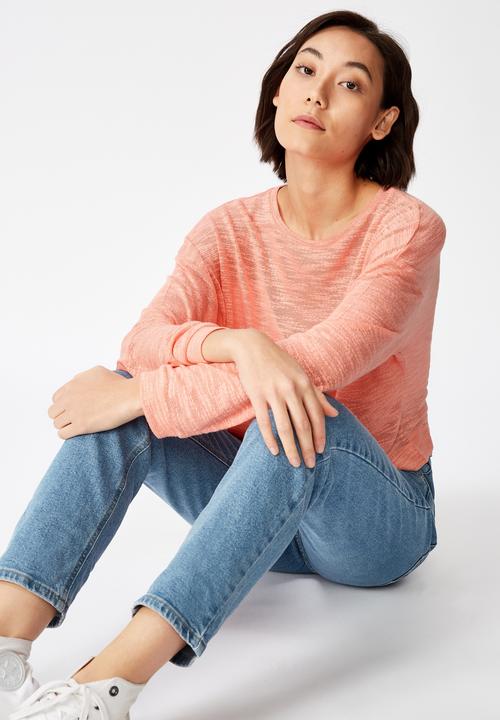 Factorie - Long sleeve textured top - pink