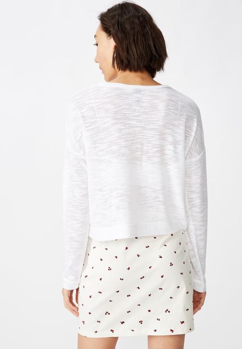 Factorie - Long sleeve textured top - white