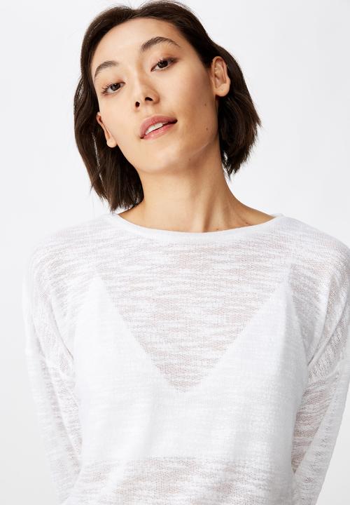 Factorie - Long sleeve textured top - white