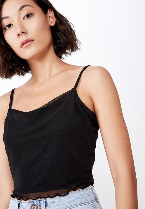 Factorie - Mesh crop cami - black