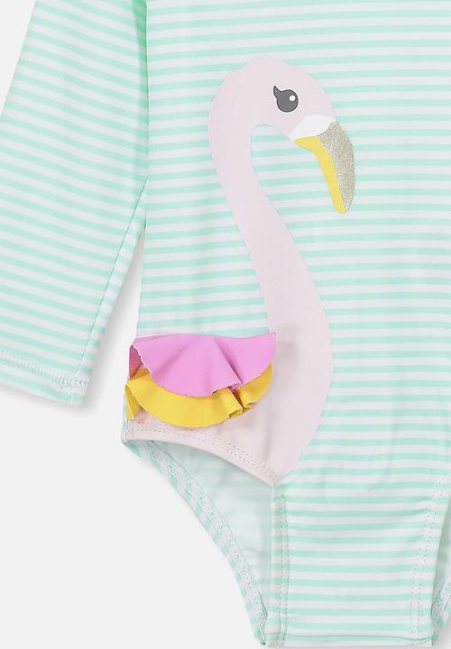 Cotton On - Malia long sleeve one piece - green & White 