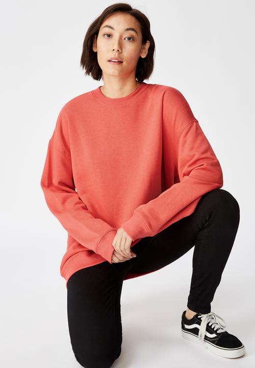 Factorie - Oversized crew neck sweater - coral