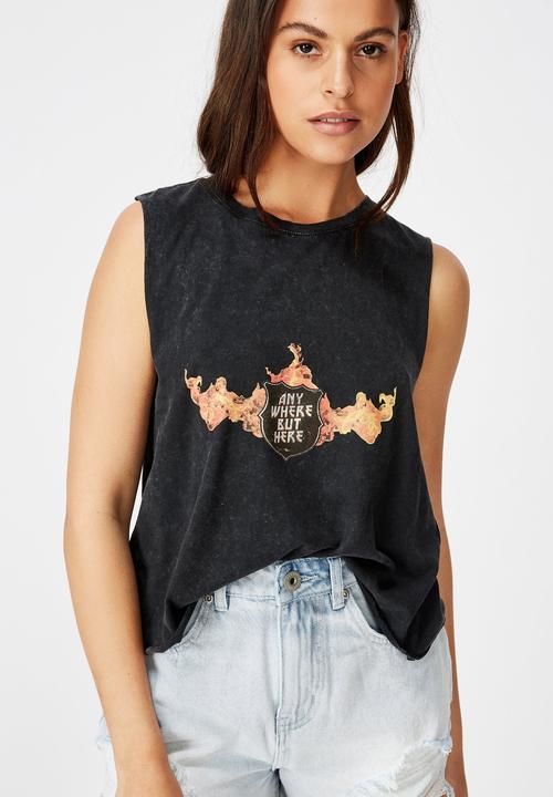 Factorie - Graphic anywhere else but here tank top - black