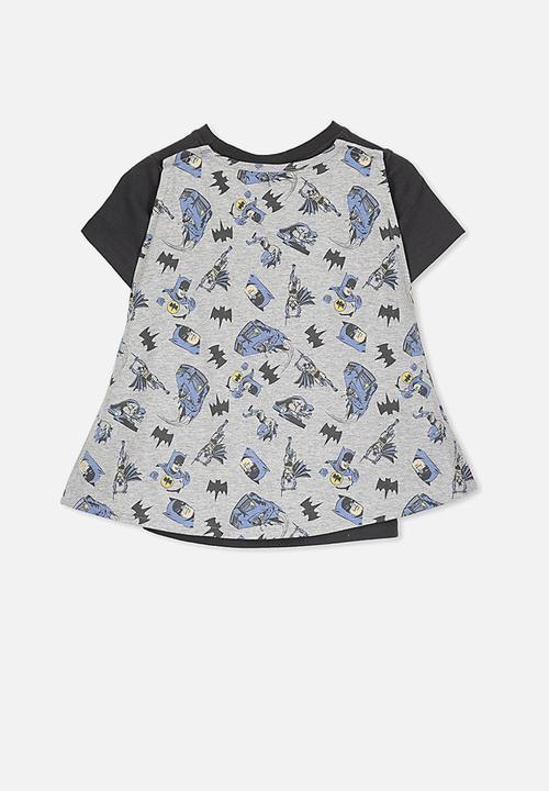 Cotton On - Short sleeve licence cape tee - charcoal & grey 