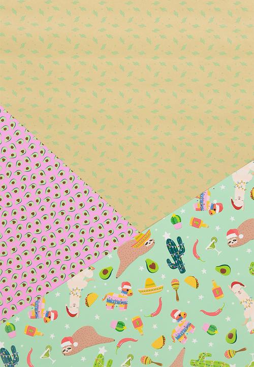 Typo - 2019 christmas roll wrap 3pk - festive icons