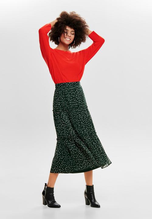 ONLY - Kim maxi woven skirt - green