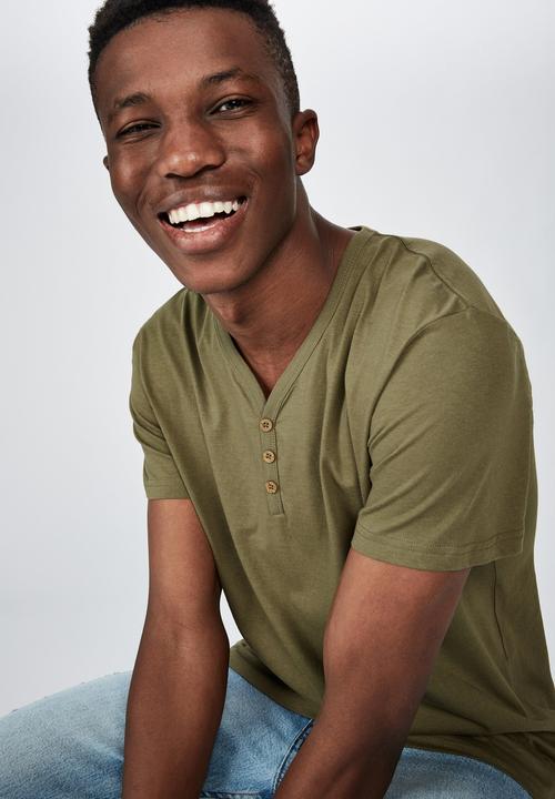 Cotton On - Essential henley - jungle khaki
