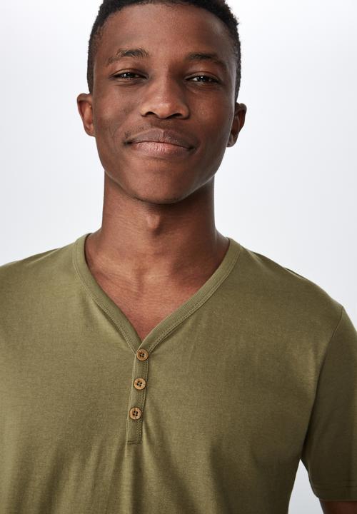 Cotton On - Essential henley - jungle khaki