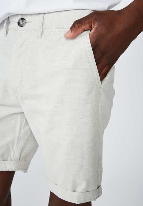 Cotton On - Washed chino short - white chambray