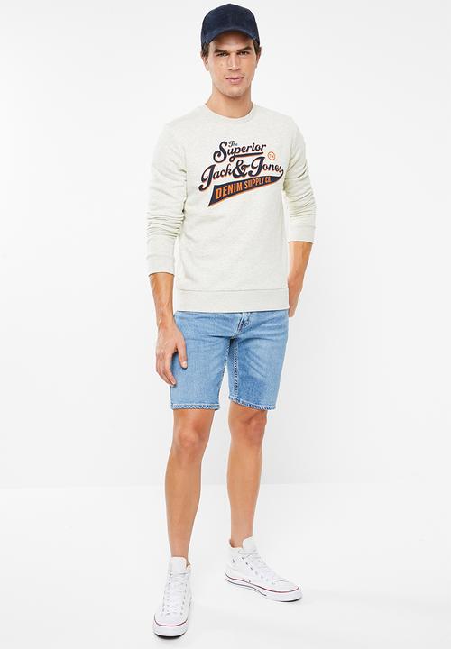 Jack & Jones - Logo 2 crew neck sweat - white 
