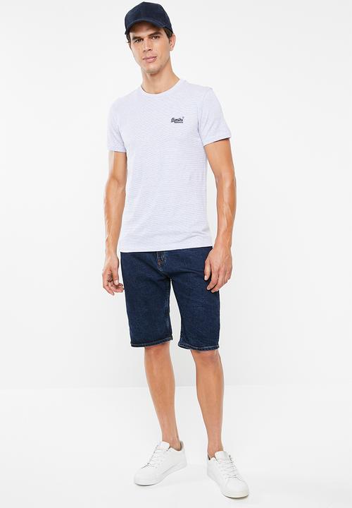Superdry. - Orange label vintage embroidery tee - navy & white 