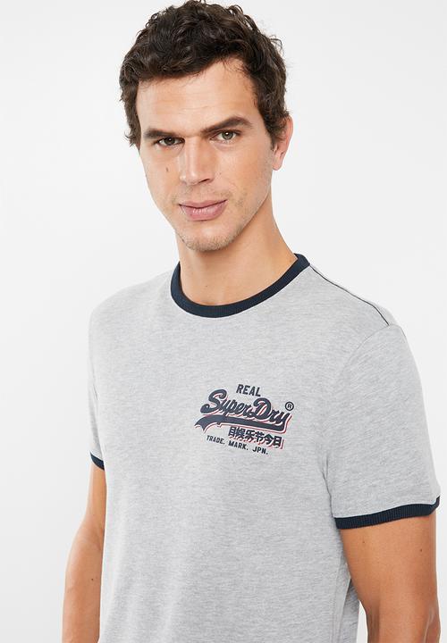 Superdry. - Vintage logo ringer cali tee - grey
