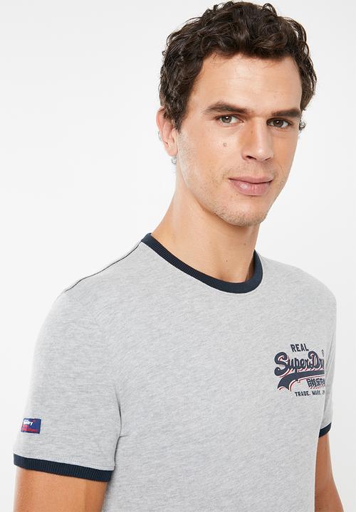 Superdry. - Vintage logo ringer cali tee - grey