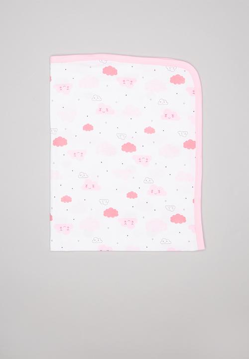 Pop Candy - Cloud print receiving blanket - pink & white 