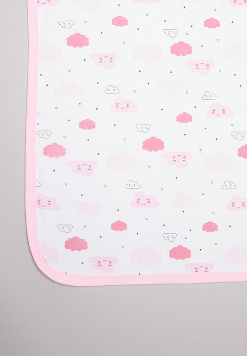 Pop Candy - Cloud print receiving blanket - pink & white 