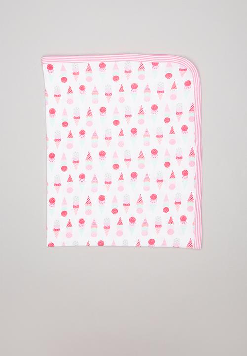 Pop Candy - Ice-cream print receiving blanket - pink & blue 