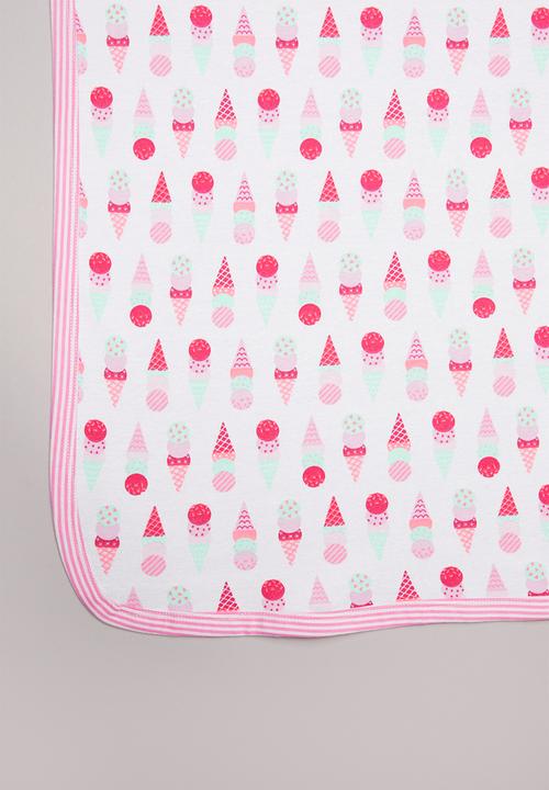 Pop Candy - Ice-cream print receiving blanket - pink & blue 