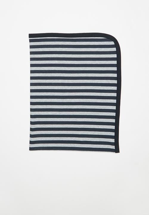 Pop Candy - Stripes receiving blanket - navy & grey 