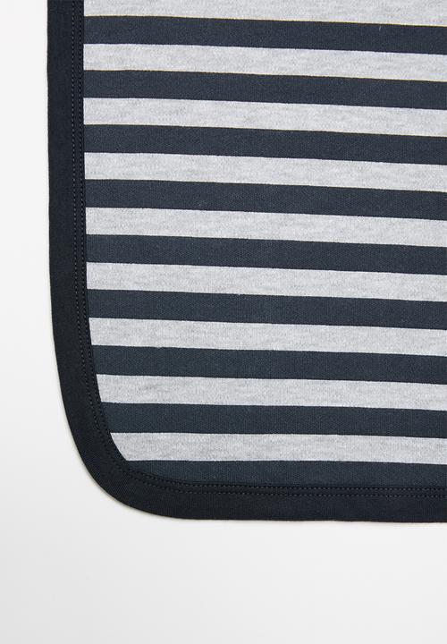 Pop Candy - Stripes receiving blanket - navy & grey 